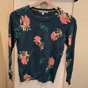 Danielrainn green flower long sleeve sweater